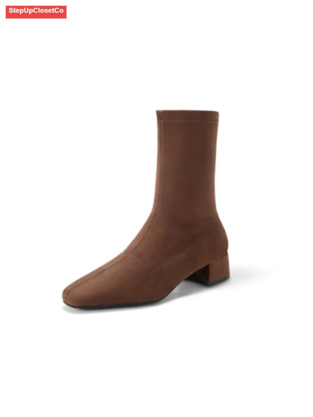 Women's Faux Suede Ankle Boots Chunky Low Heel Square Toe Zipper Booties